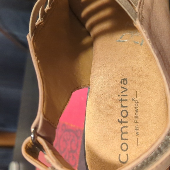 Comfortiva Faye slingback wedge sandals Nubuck leather Women's size 7.5 M NWOB - Picture 8 of 12